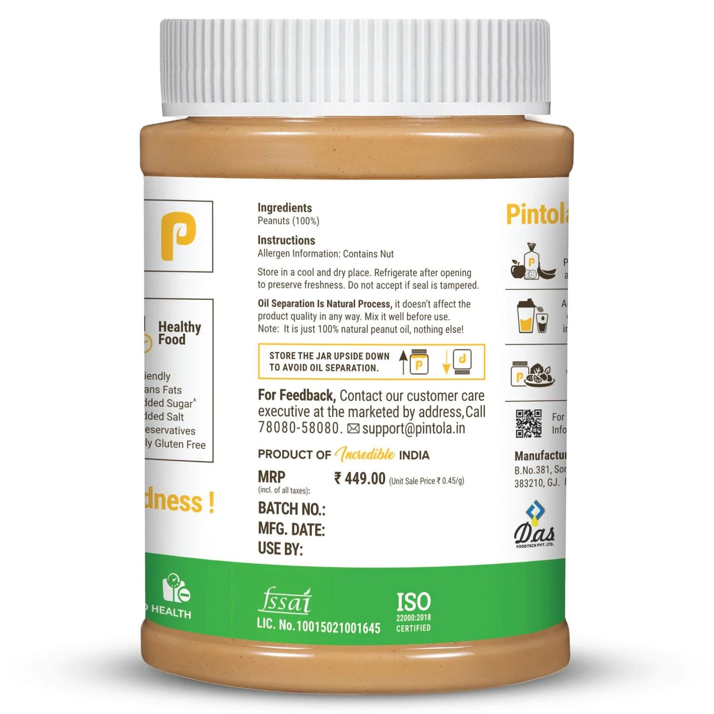 Pintola All Natural Unsweetened Peanut Butter
