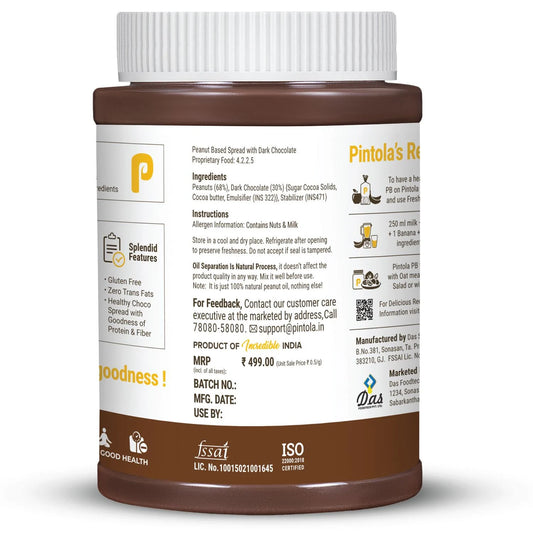 Pintola Dark Chocolate Peanut Butter - High Protein Spread