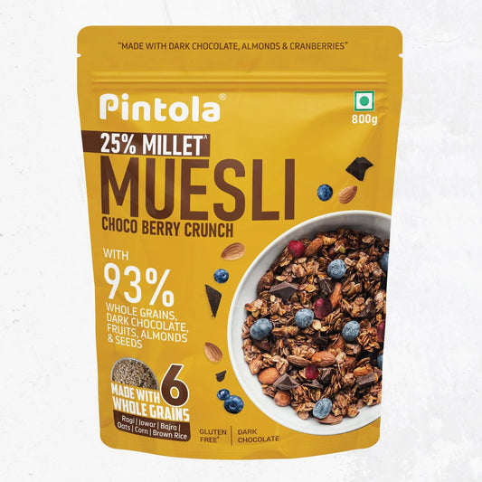 Pintola Dark Chocolate & Cranberry Muesli | 25% Millet