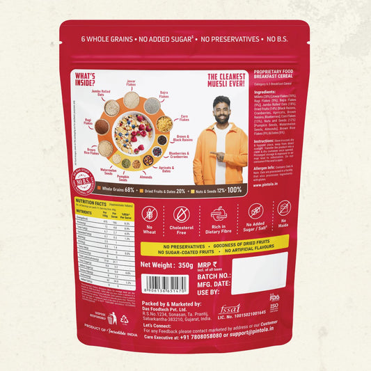 Pintola Fruit & Nut Muesli | 28% Millet, High Protein