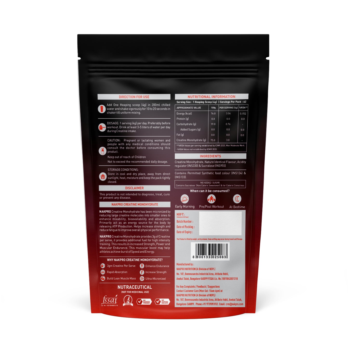Nakpro Micronized Creatine | Pure Strength & Recovery Boost