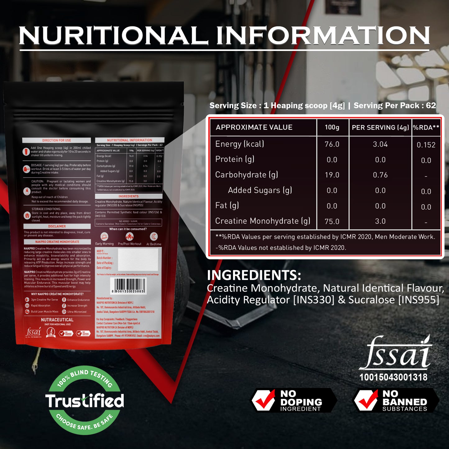 Nakpro Micronized Creatine | Pure Strength & Recovery Boost