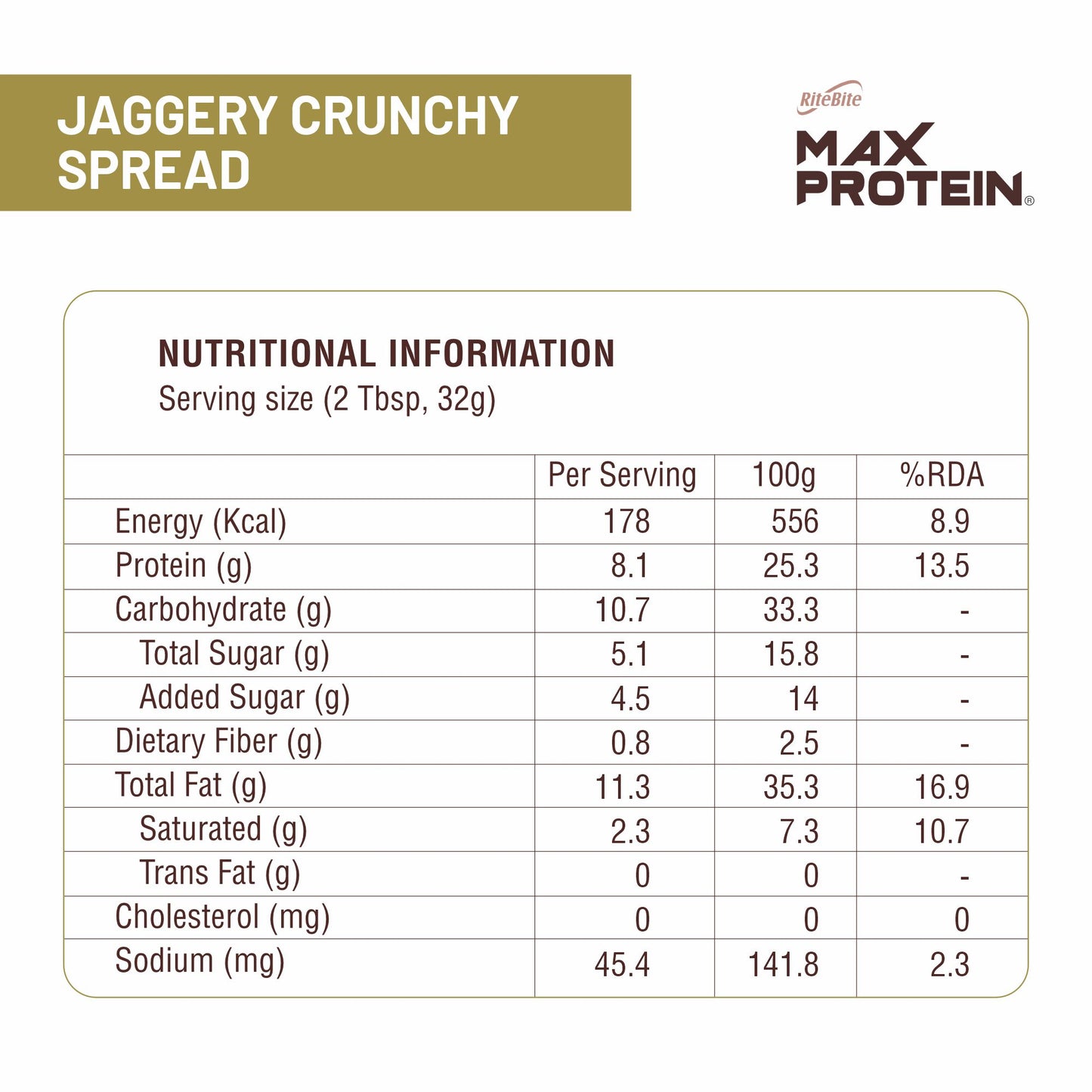 RiteBite Max Protein Peanut Butter Jaggery - Crunchy & Healthy