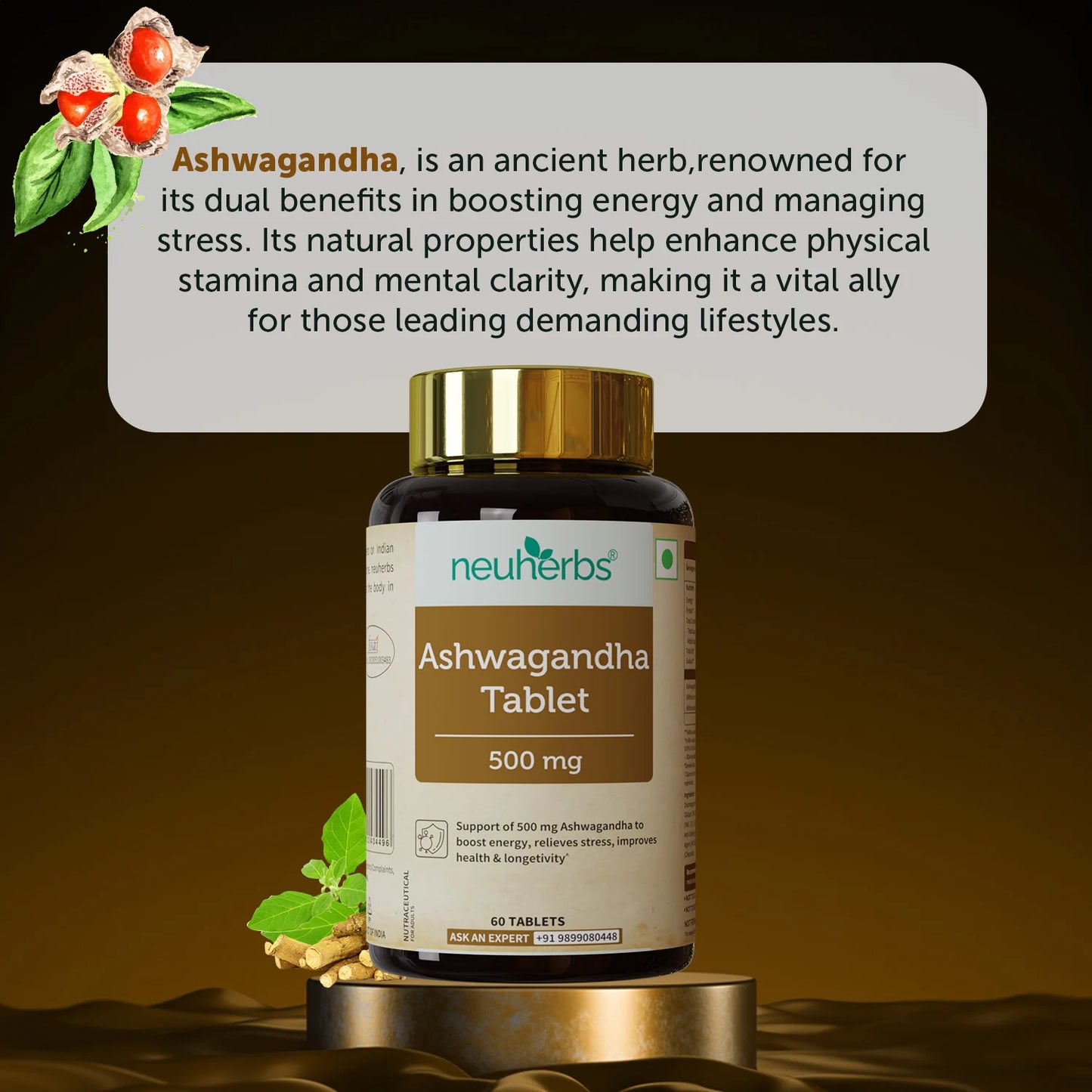 Neuherbs Ashwagandha Tablets for Energy & Stress Relief