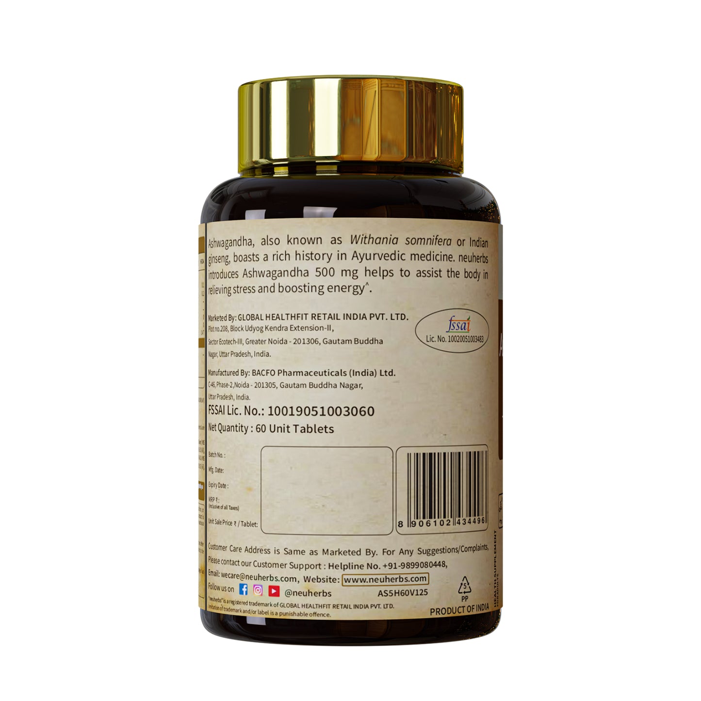 Neuherbs Ashwagandha Tablets for Energy & Stress Relief