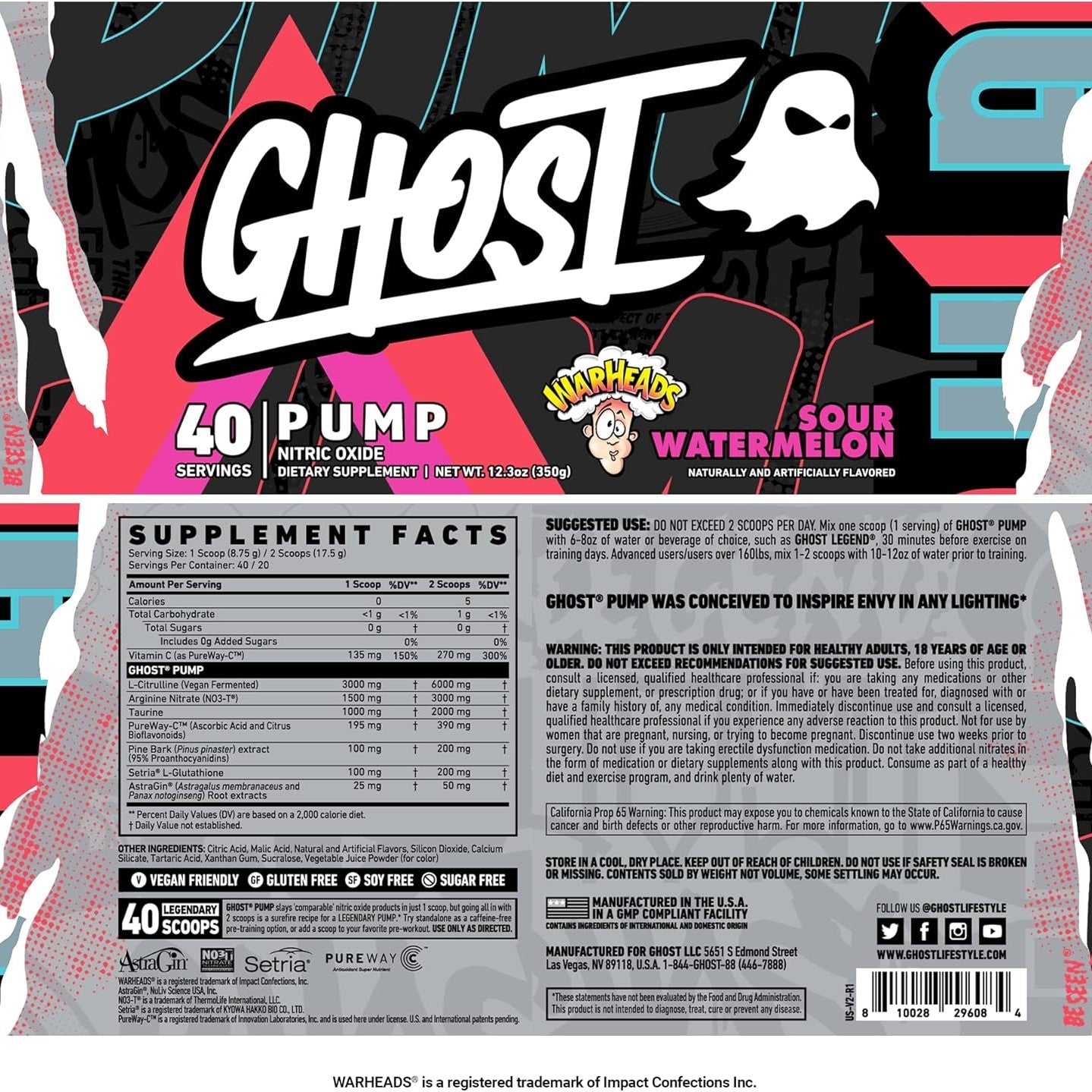 Ghost Pump Warheads - Stimulant-Free Pre-Workout Boost