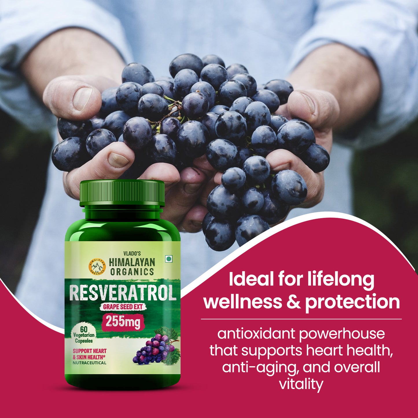 Resveratrol 255mg + Grape Seed | Vlado’s Organics