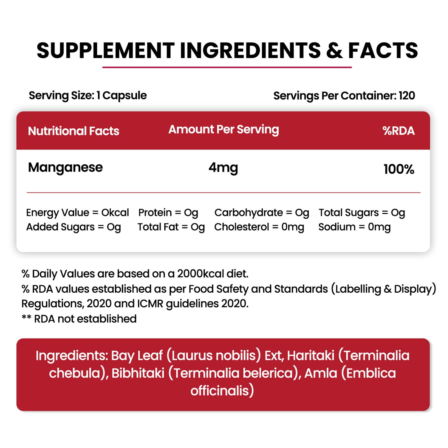 Vlado's Himalayan Organics Plant-Based Manganese 4mg