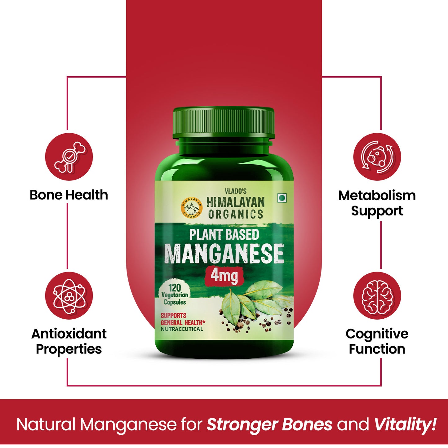 Vlado's Himalayan Organics Plant-Based Manganese 4mg