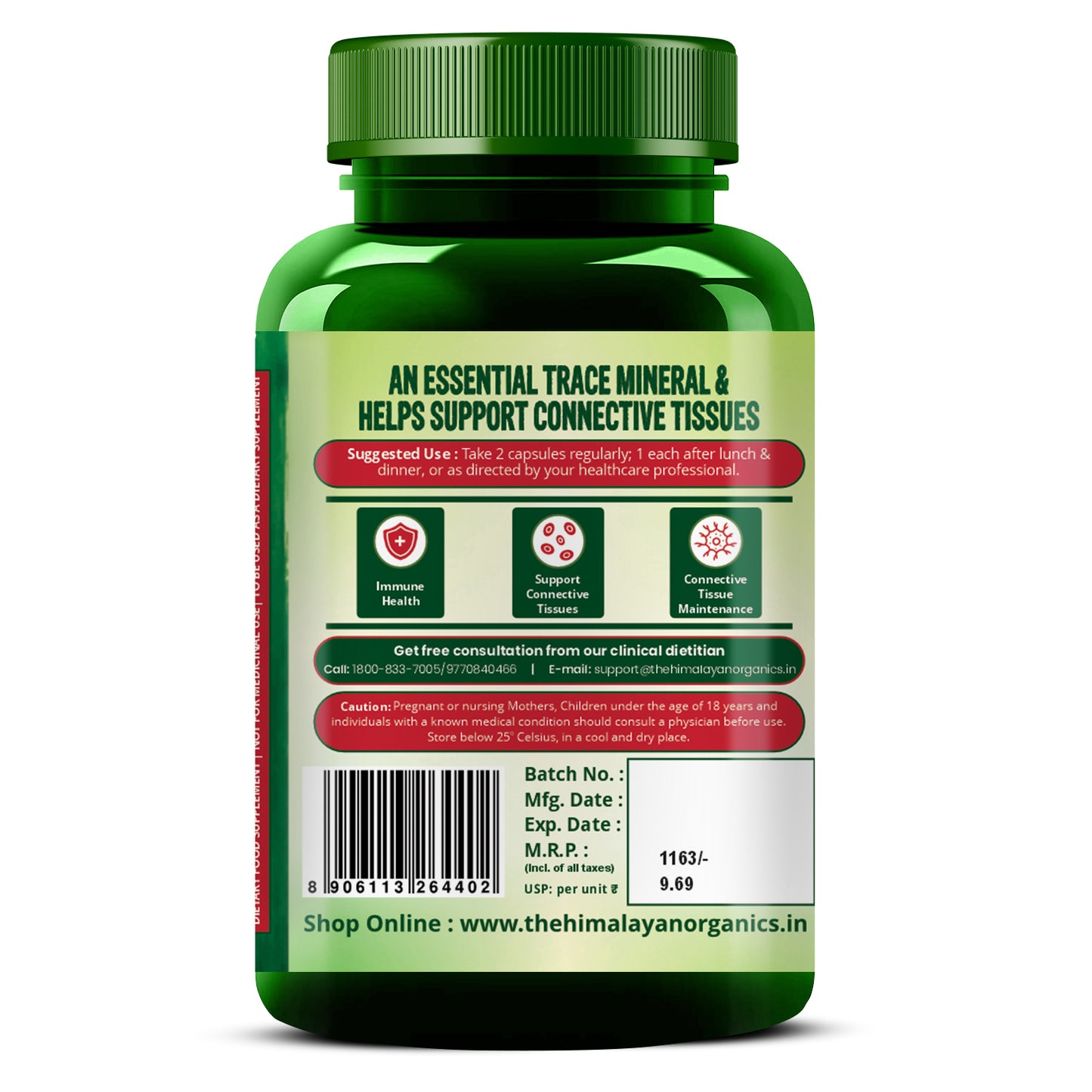 Vlado's Himalayan Organics Plant-Based Copper 1700mcg