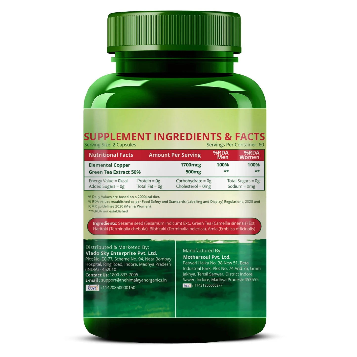 Vlado's Himalayan Organics Plant-Based Copper 1700mcg