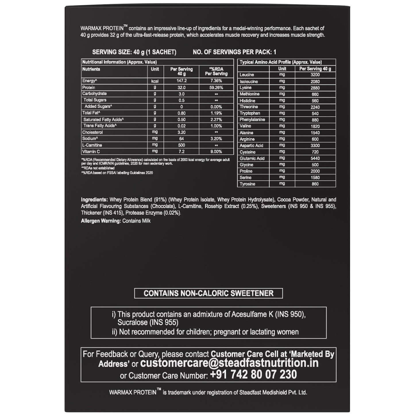 Steadfast Warmax Protein | 32g Ultra-Fast Release Protein