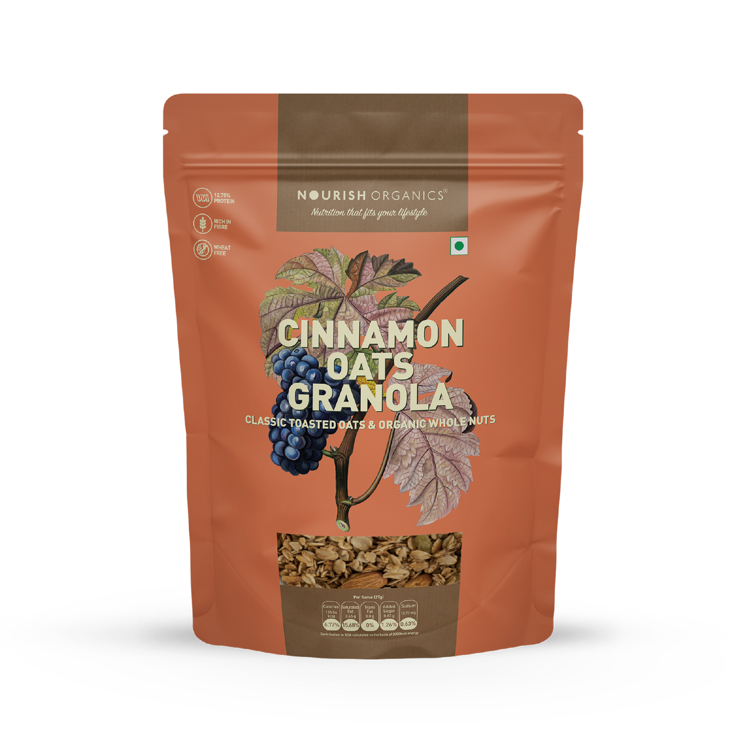 Nourish Organics Cinnamon Oats Granola | Wheat-Free, Organic