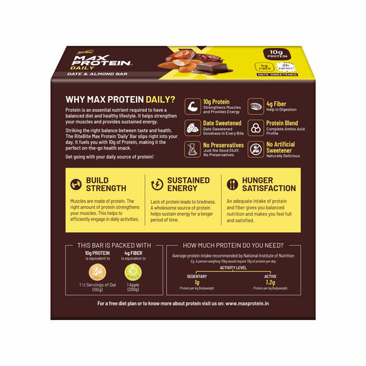 RiteBite Max Protein Daily Date & Almond 10g Protein Bar