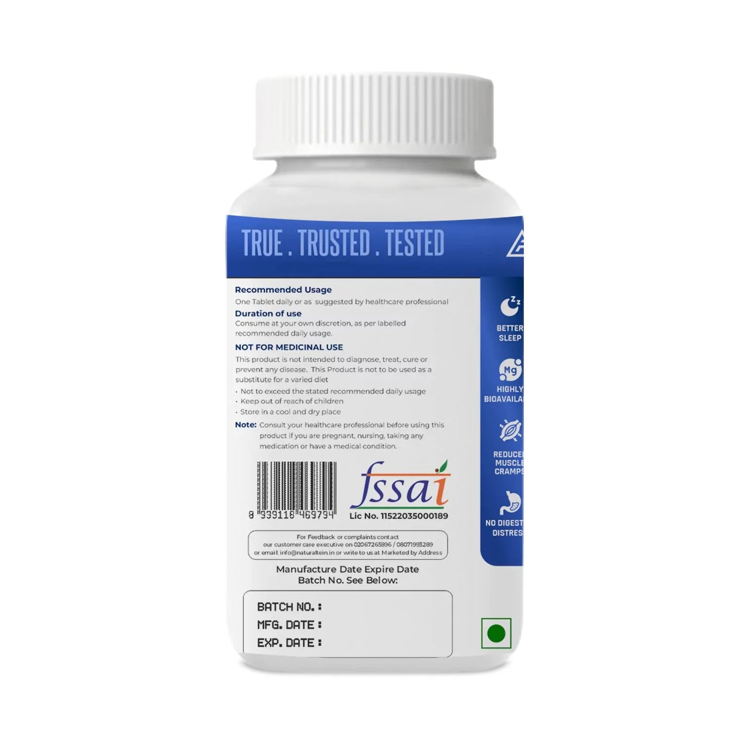 Naturaltein Magnesium Glycinate | Muscle & Sleep Support
