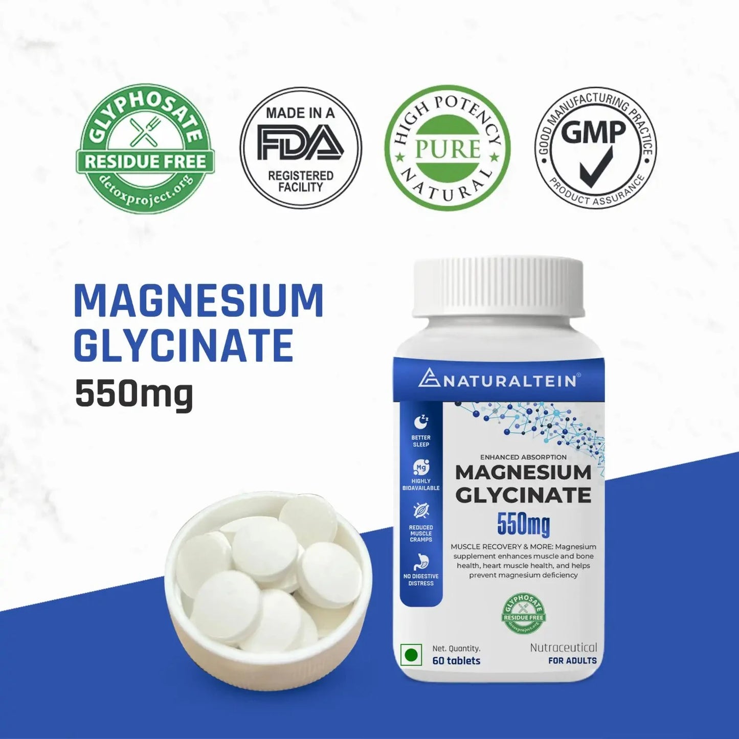 Naturaltein Magnesium Glycinate | Muscle & Sleep Support