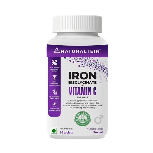Naturaltein Iron Bisglycinate + Vitamin C | Men’s Iron Support