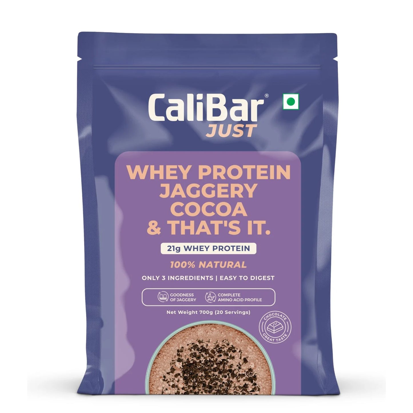 CaliBar Whey Protein Jaggery Cocoa – Natural Muscle Fuel