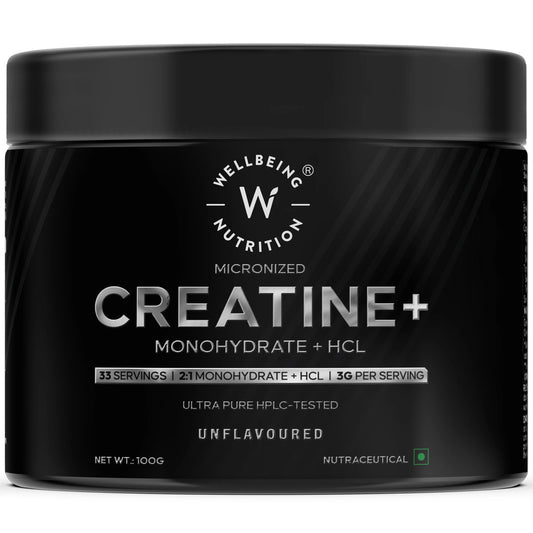 Wellbeing Nutrition 100% Pure Micronized Creatine + Monohydrate + HCL