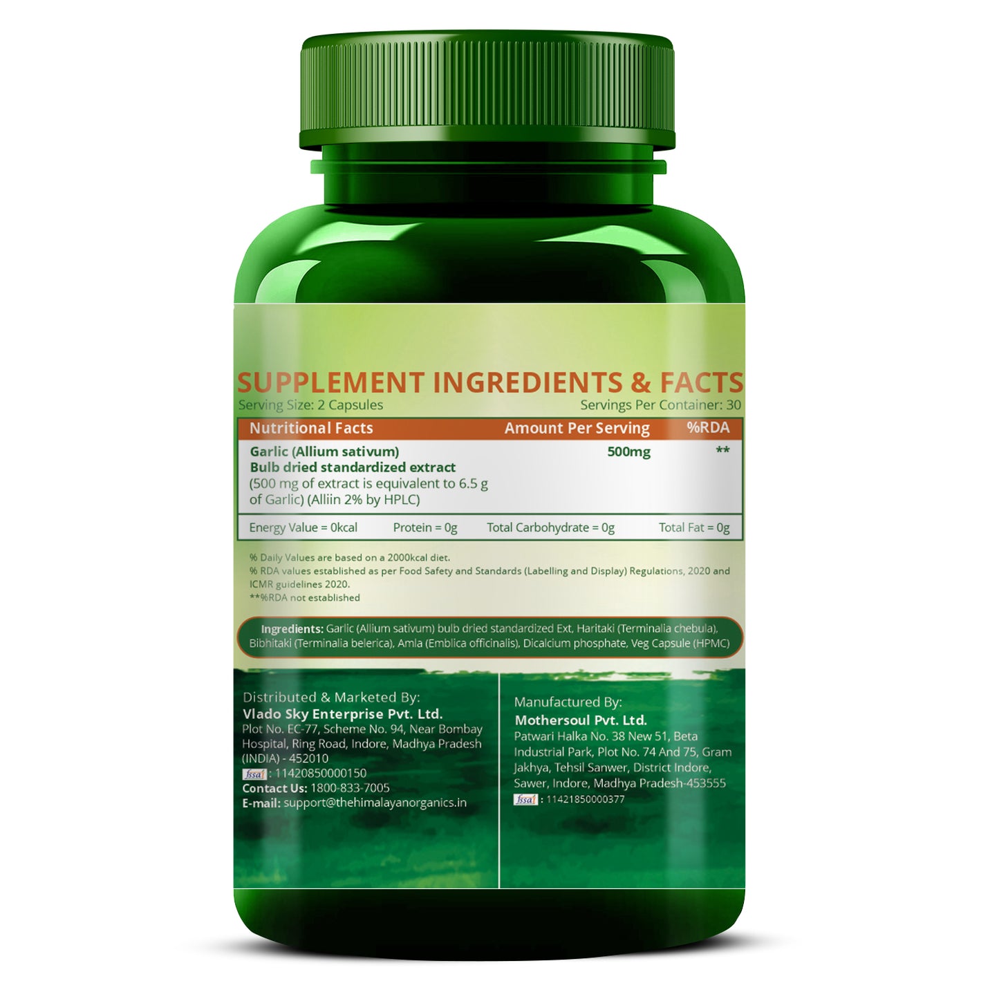 Vlado's Himalayan Organics Garlic Extract | 2% Alliin Power