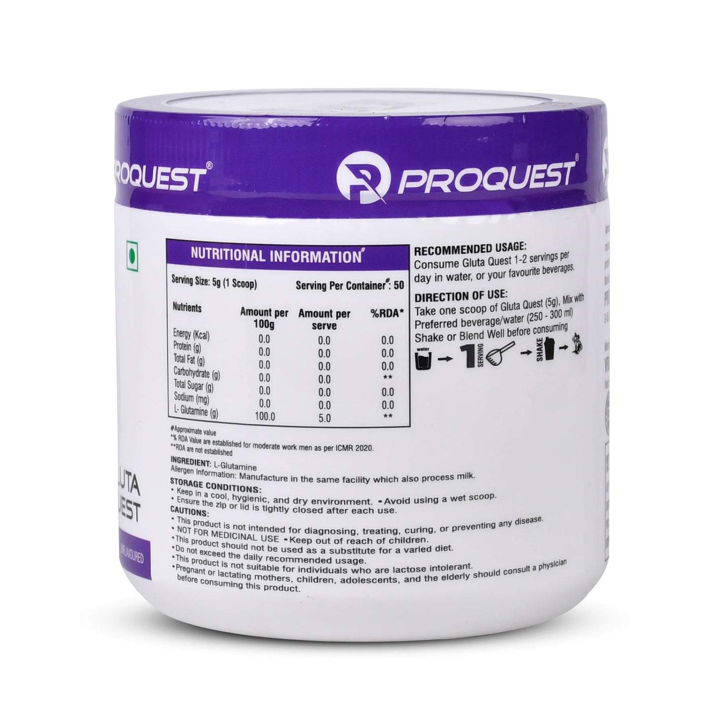 ProQuest Gluta Quest – Pure L-Glutamine for Recovery