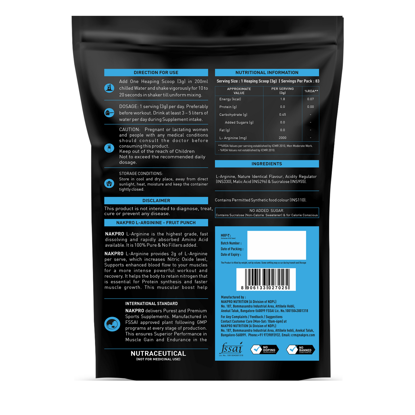 Nakpro L-Arginine Powder | Boost Muscle Growth & Recovery