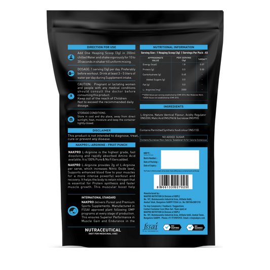 Nakpro L-Arginine Powder | Boost Muscle Growth & Recovery