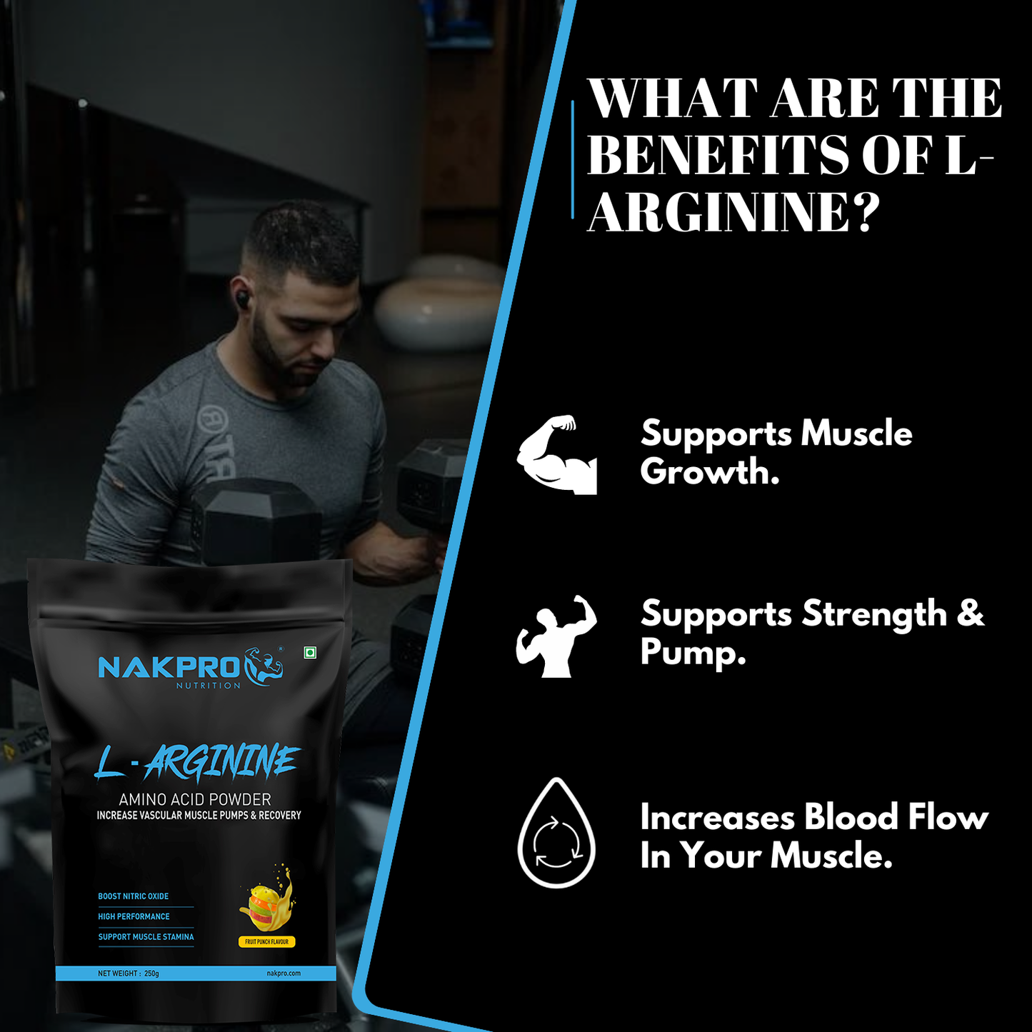 Nakpro L-Arginine Powder | Boost Muscle Growth & Recovery