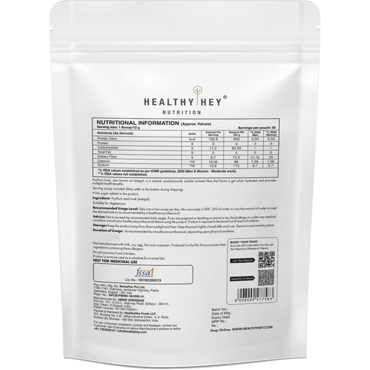 HealthyHey Psyllium Husk 99% (Isabgol) | Natural Fiber Support