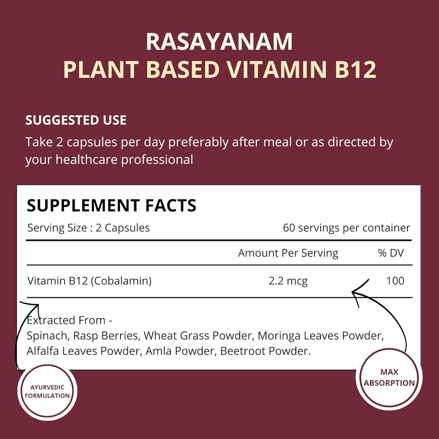 Rasayanam Plant Based Vitamin B12 | Energy & Nerve Support