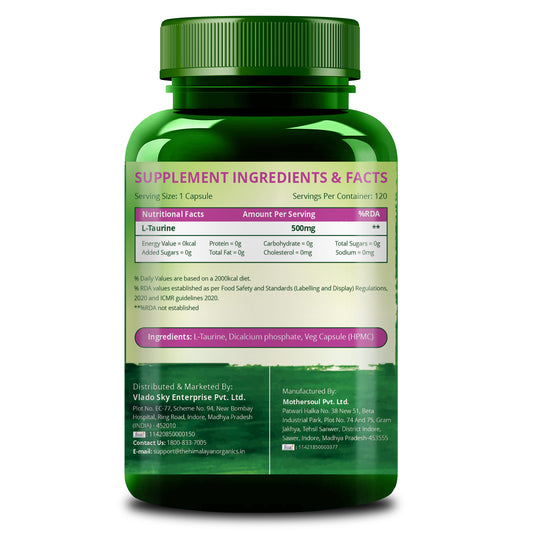 Vlado's Himalayan Organics L-Taurine 500mg – Energy & Recovery