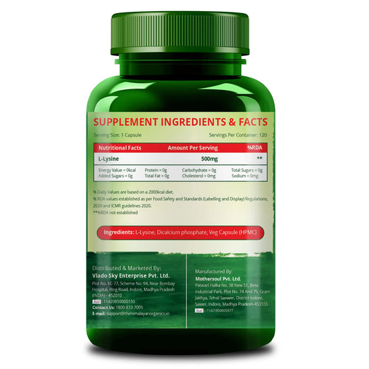 Vlado's Himalayan Organics L-Lysine 500mg – Immunity & Repair