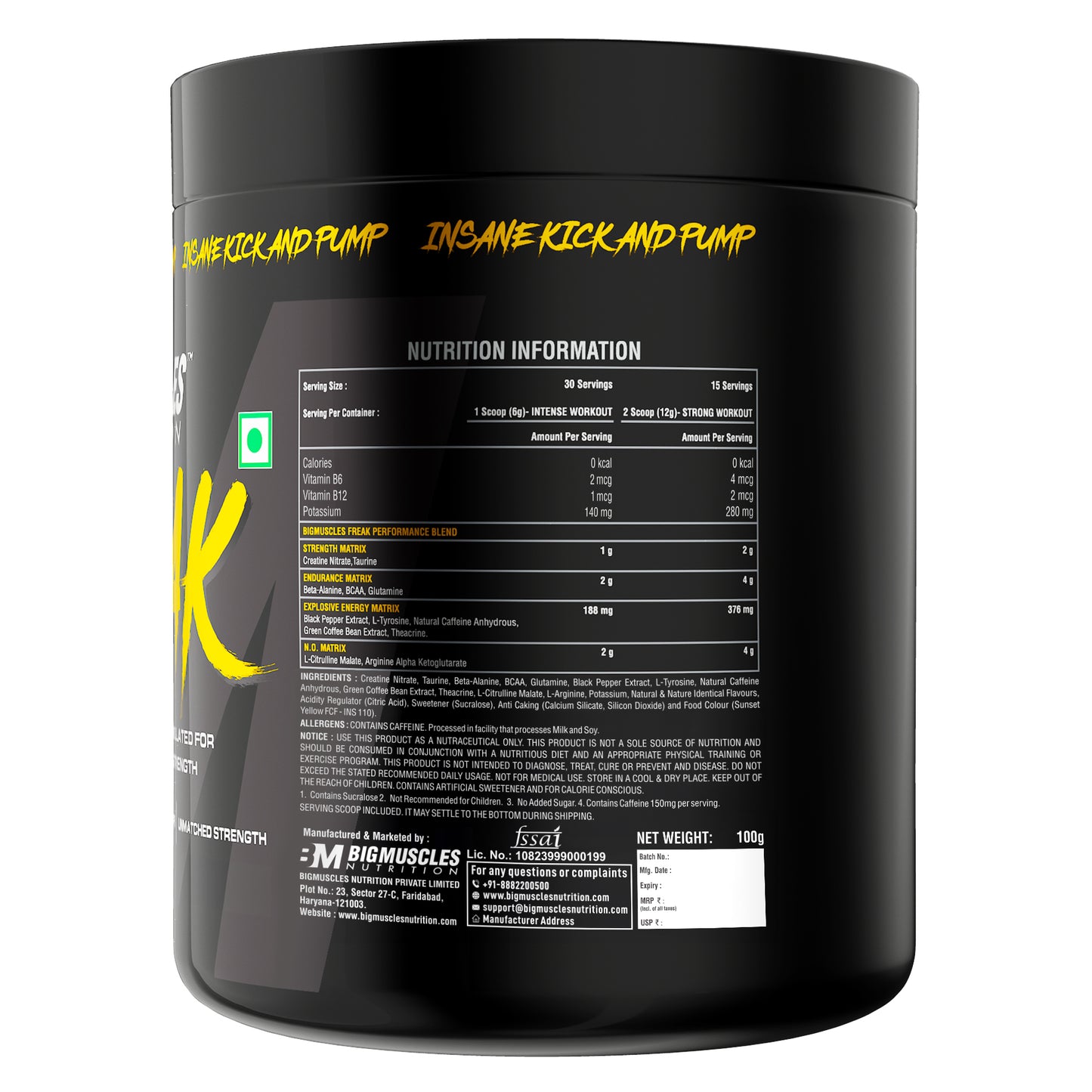Bigmuscles Freak Pre-Workout - Energy & Focus Booster