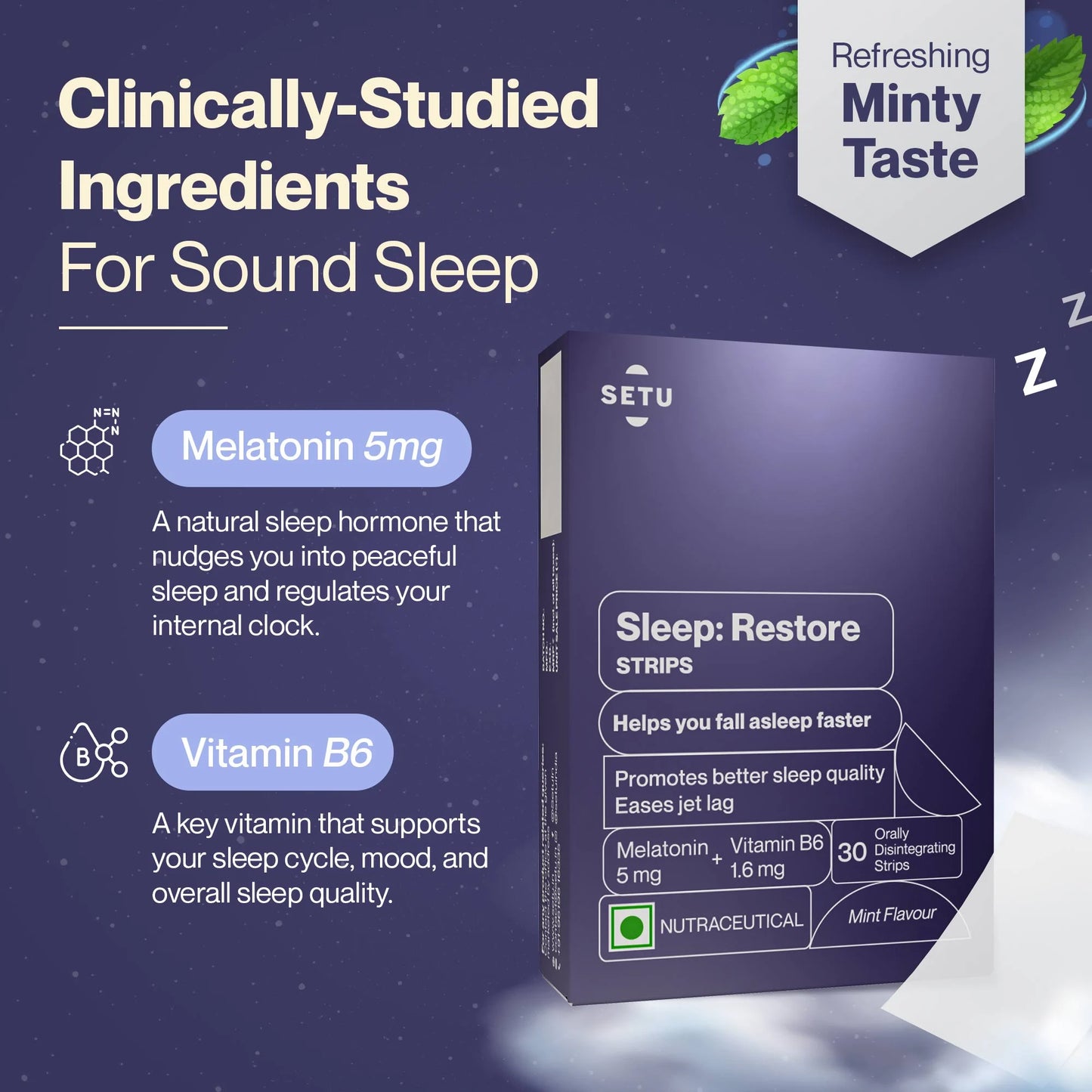 Setu Sleep: Restore | Melatonin Strips for Restful Sleep