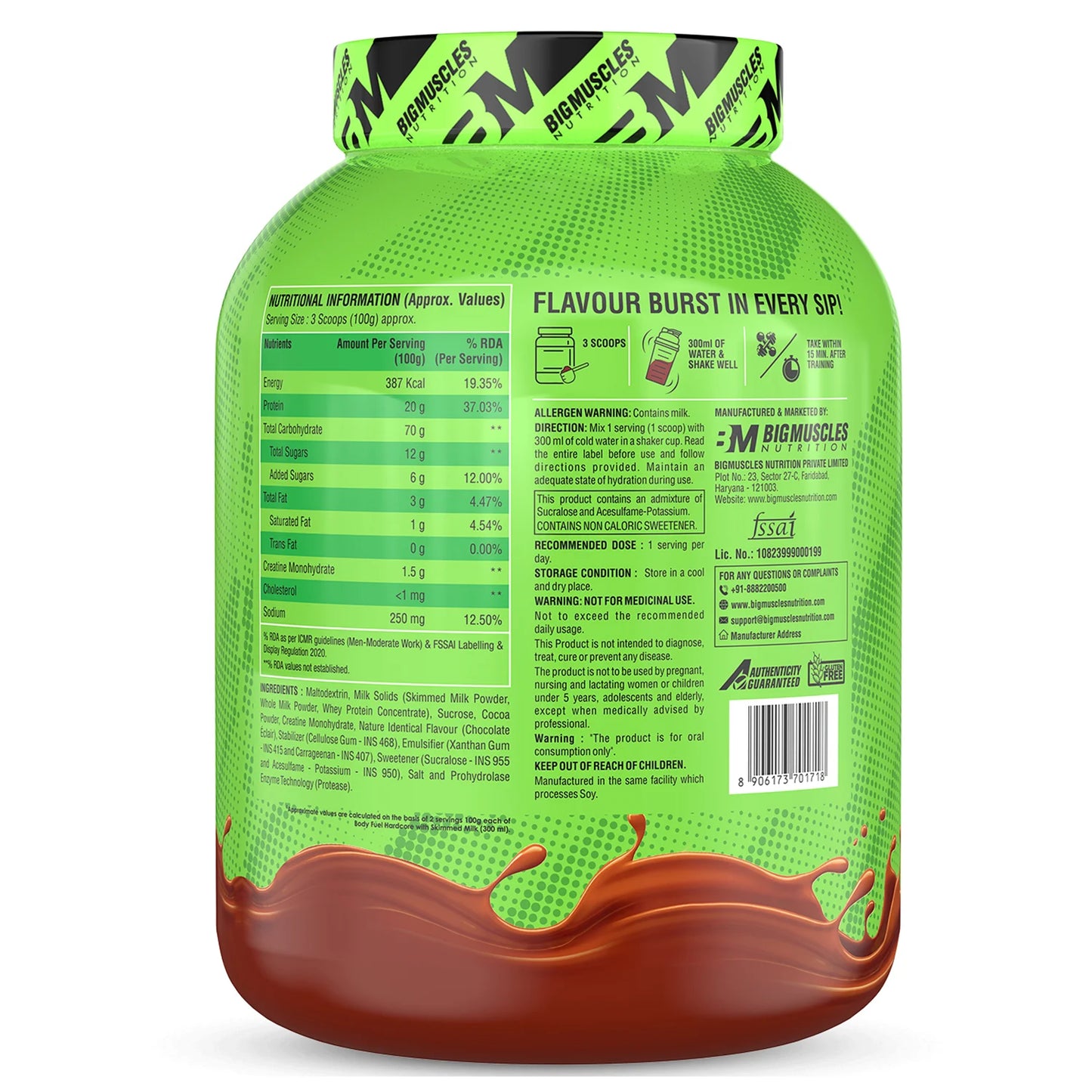 Bigmuscles Bodyfuel Hardcore Mass Gainer | 22.5g Protein