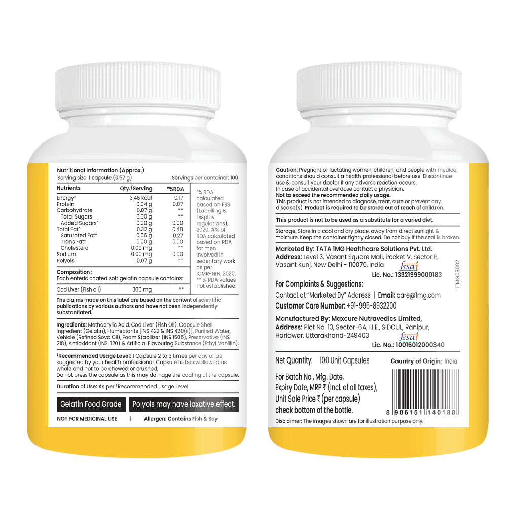Tata 1mg Cod Liver Oil - Heart & Vision Support