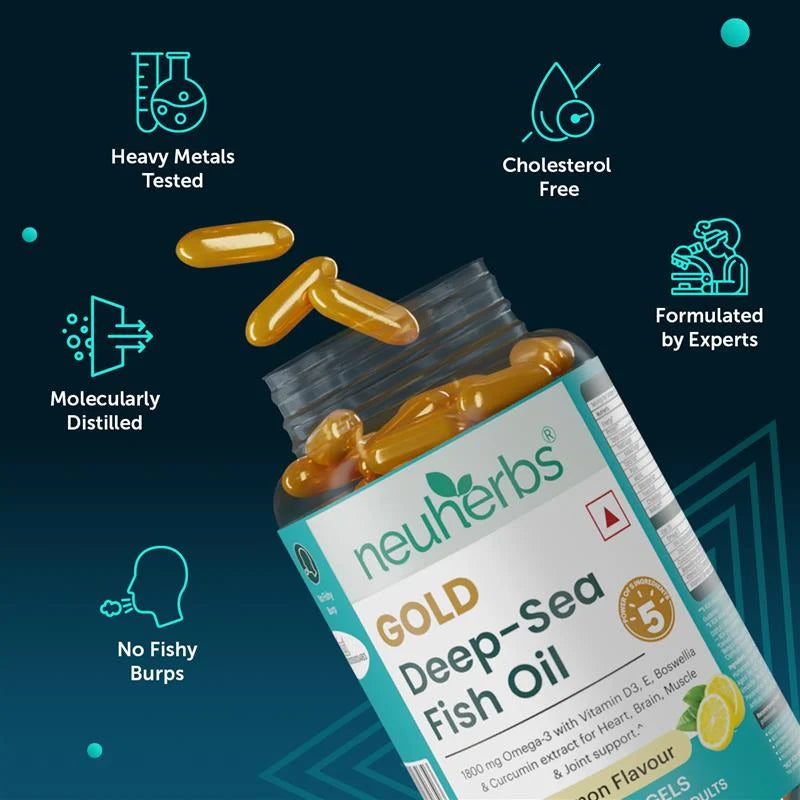 Neuherbs Gold Deep Sea Fish Oil Lemon - Omega 3 & Vitamins