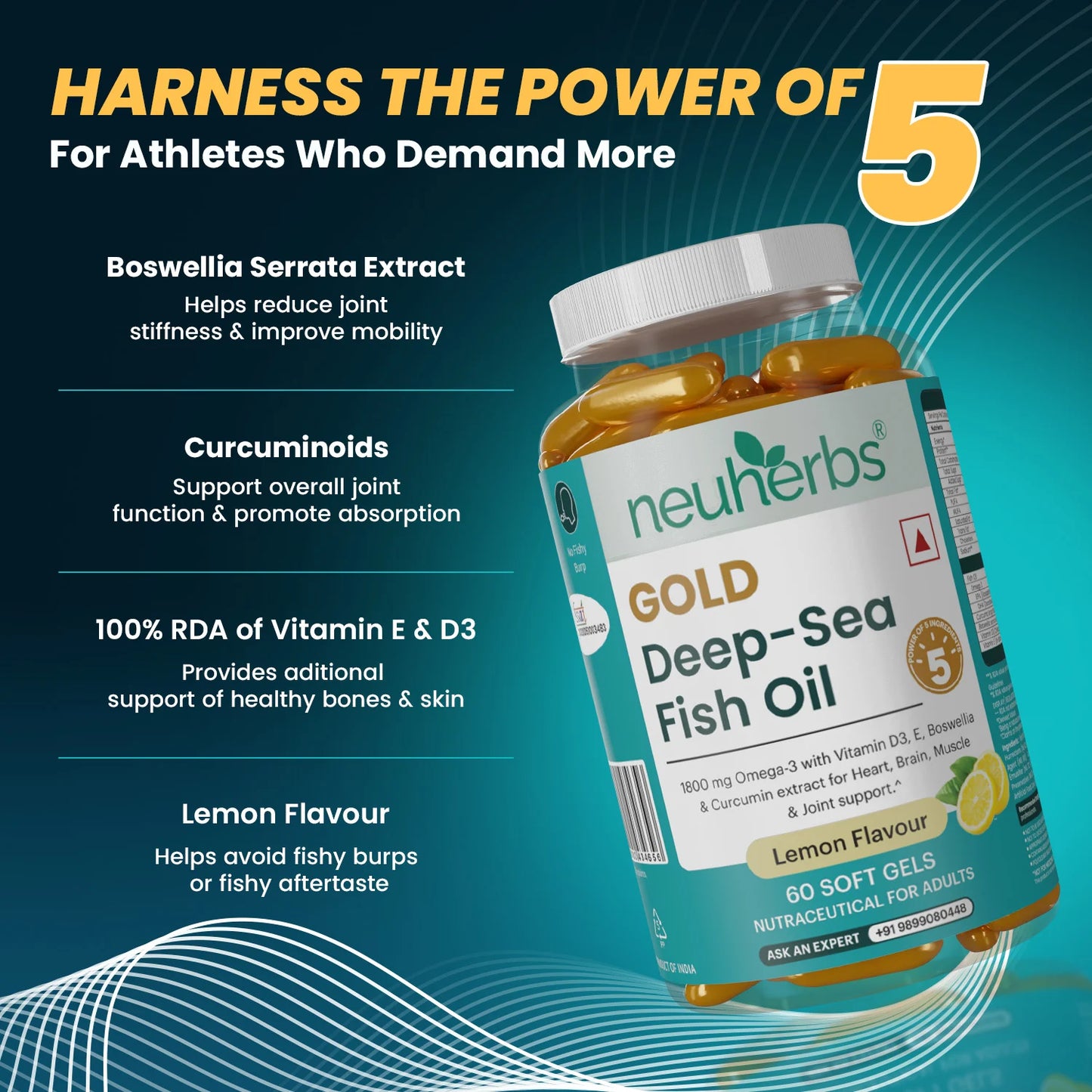 Neuherbs Gold Deep Sea Fish Oil Lemon - Omega 3 & Vitamins