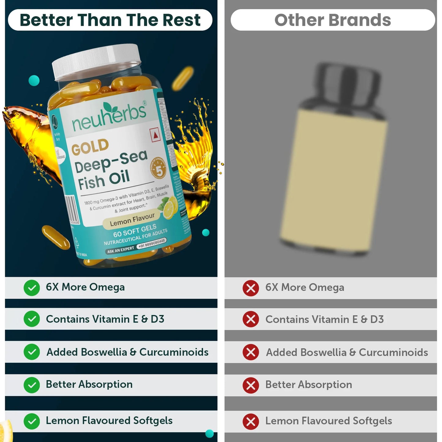 Neuherbs Gold Deep Sea Fish Oil Lemon - Omega 3 & Vitamins
