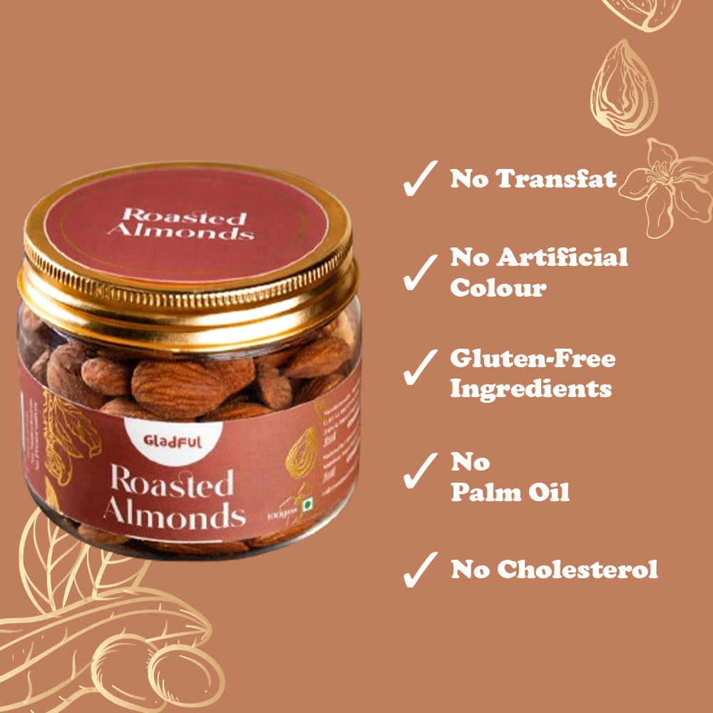 Gladful Air Roasted Salted Almonds - Healthy Crunchy Snack