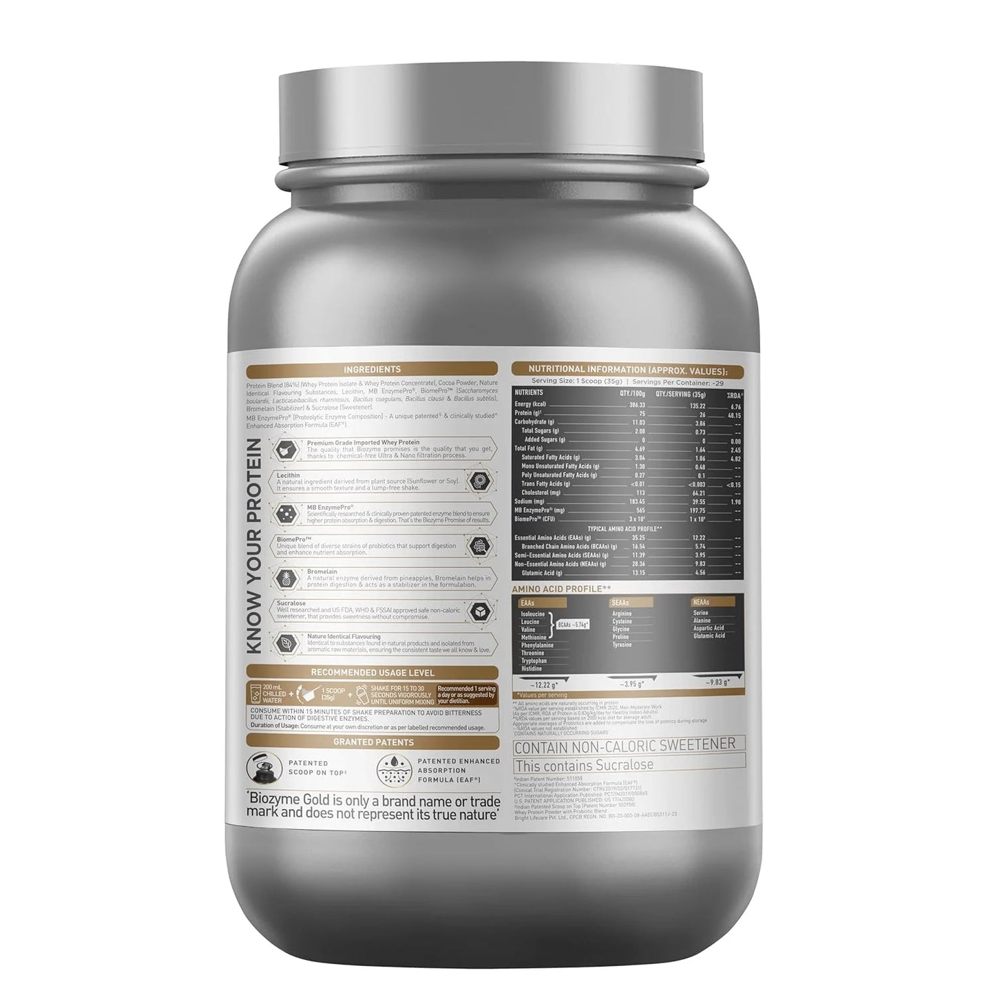MuscleBlaze Biozyme Gold | 26g Protein & Digestive Enzymes