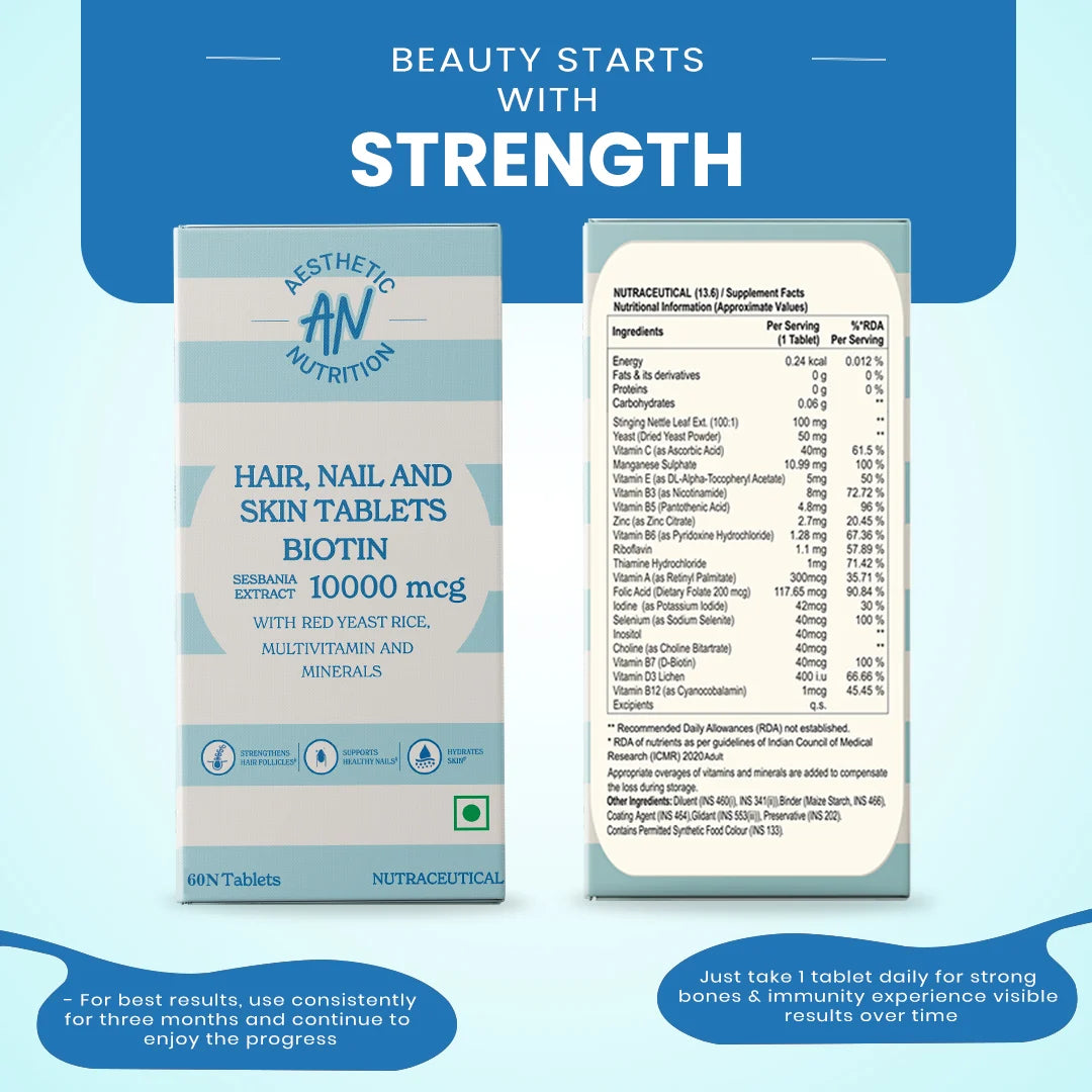 Aesthetic Nutrition Hair, Nail & Skin Tablets with Biotin