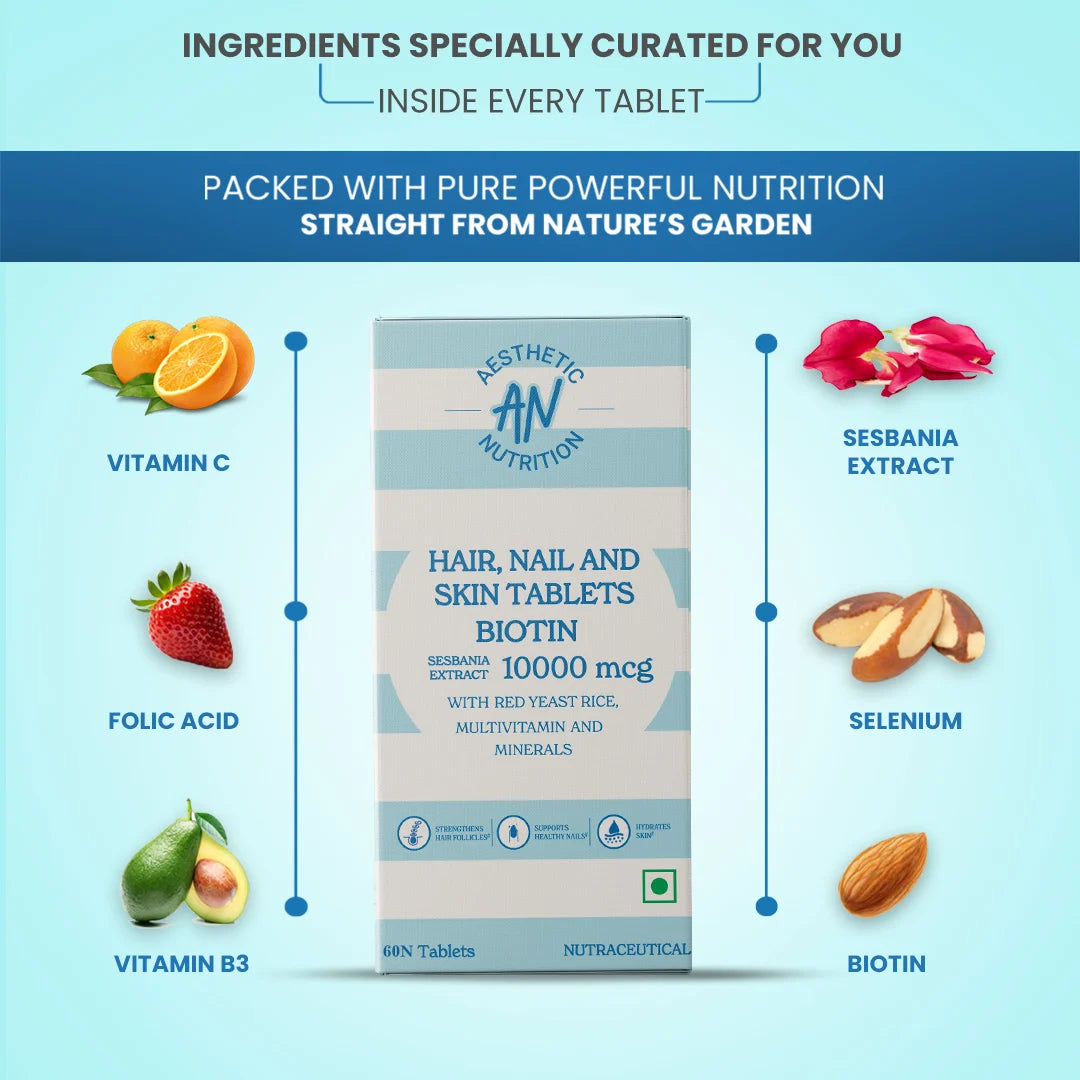Aesthetic Nutrition Hair, Nail & Skin Tablets with Biotin