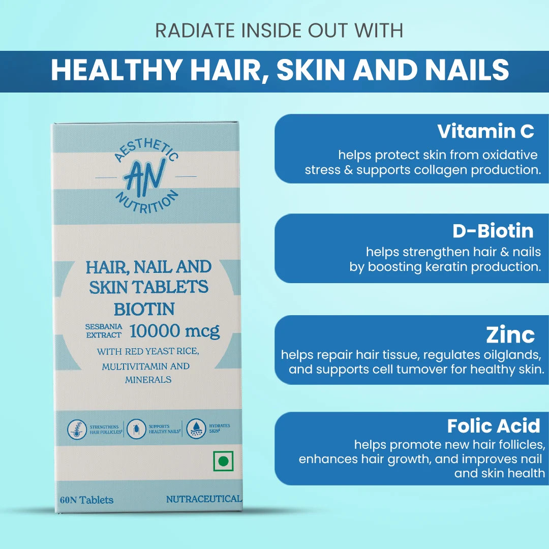 Aesthetic Nutrition Hair, Nail & Skin Tablets with Biotin