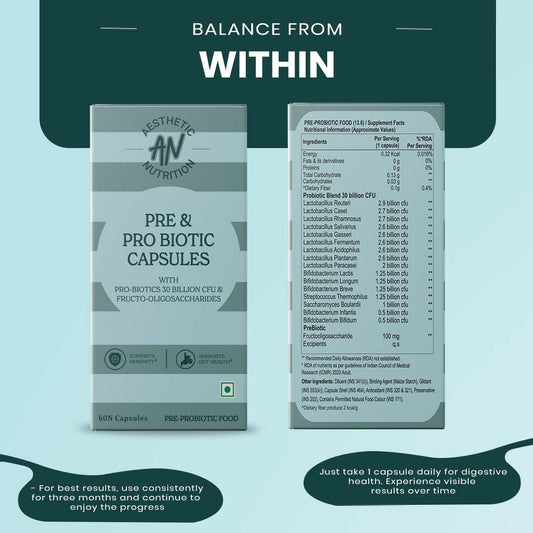 Aesthetic Nutrition Pre & Probiotic | Gut Health Support