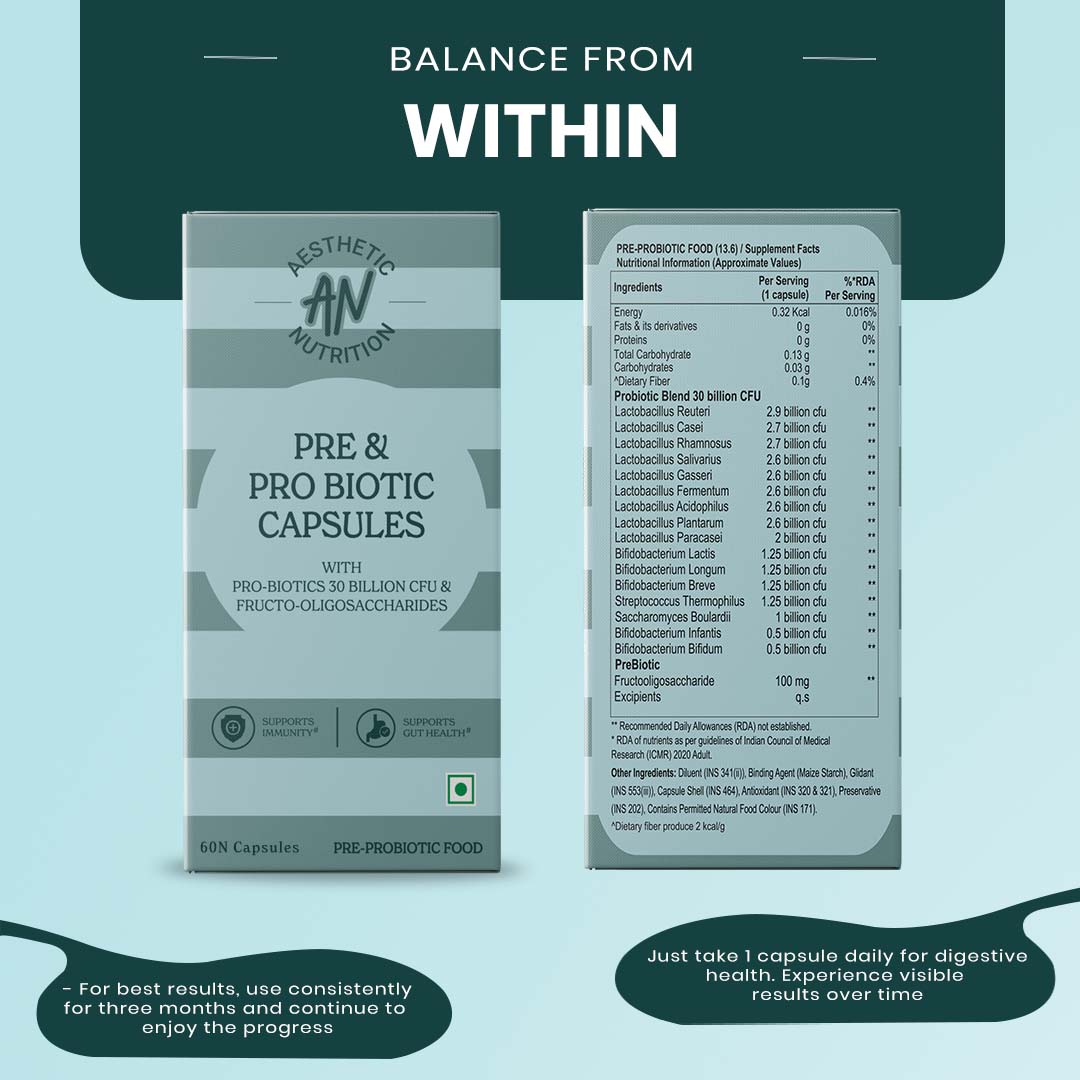 Aesthetic Nutrition Pre & Probiotic | Gut Health Support