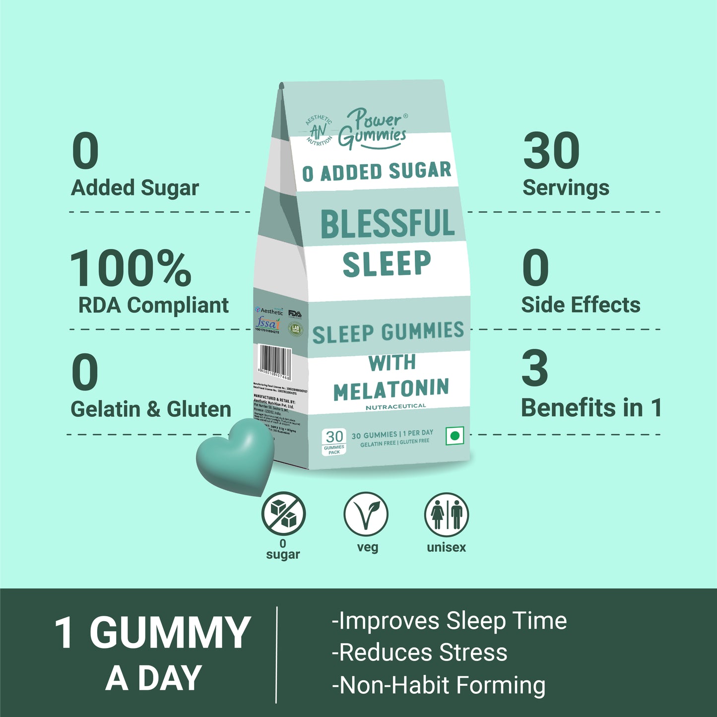 Power Gummies Blessful Sleep | 0 Added Sugar & Natural Aid