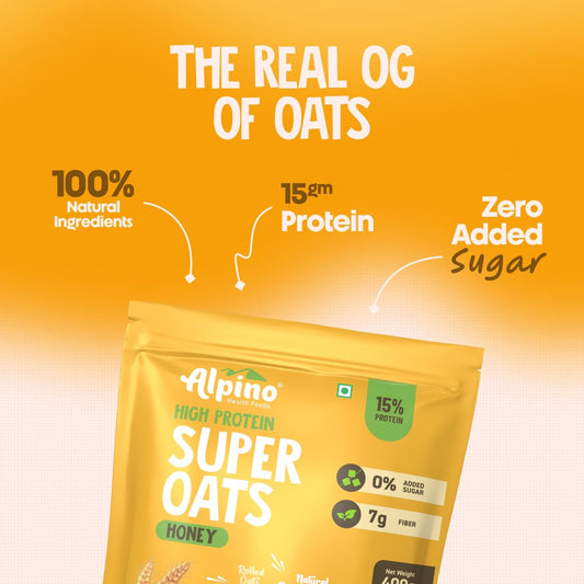 Alpino High Protein Super Oats Honey | 15g Protein & Fiber