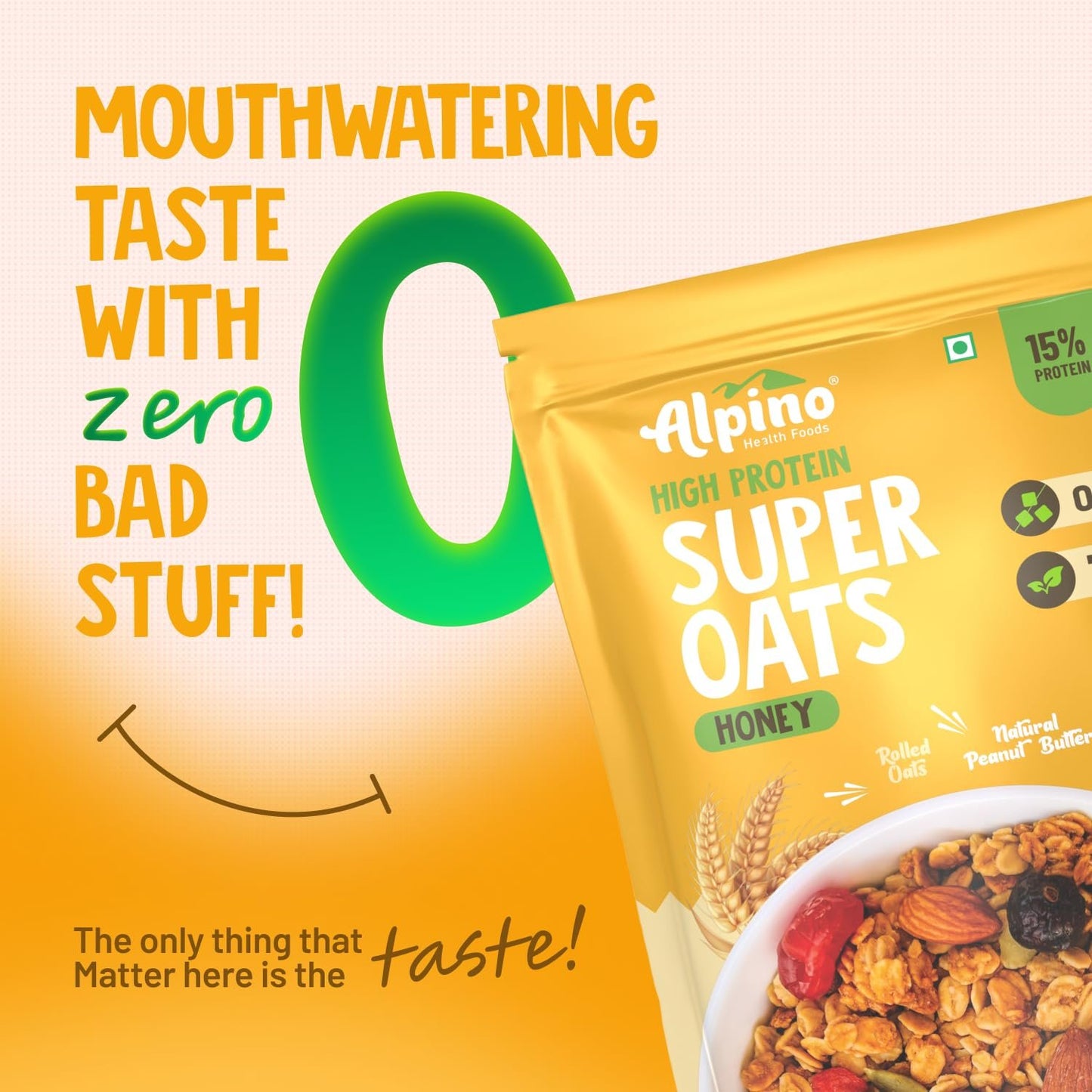 Alpino High Protein Super Oats Honey | 15g Protein & Fiber