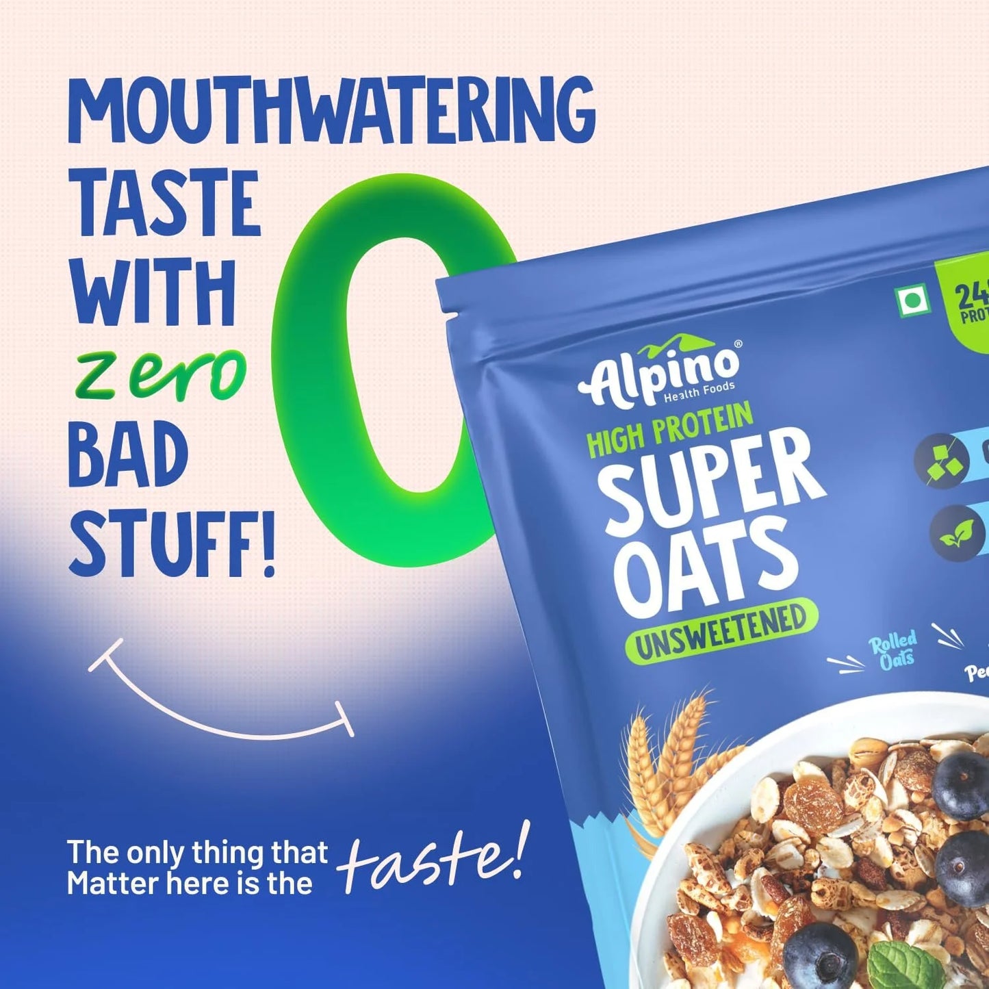 Alpino High Protein Super Oats Unsweetened | 22g Protein